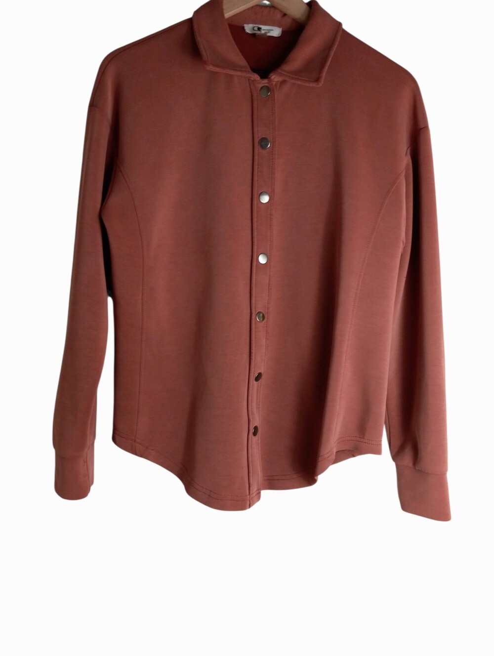 Cable & Gauge Casual Snap-Front Shirt Jacket in Rust Size Medium